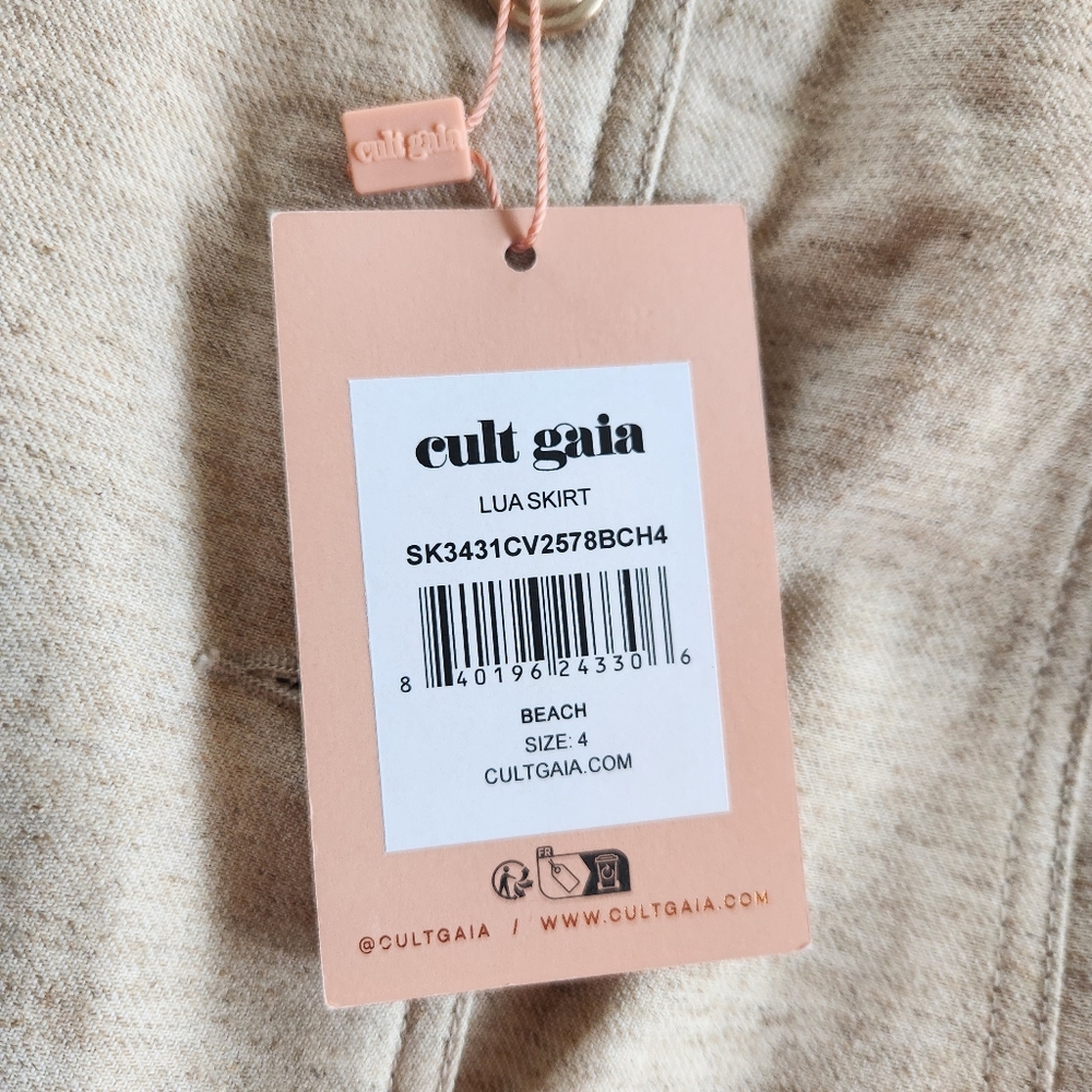 Cult Gaia Beige Linen Blend Lua Midi Skirt Size 4 NWT $495 Quiet Luxury Office - Picture 7 of 14
